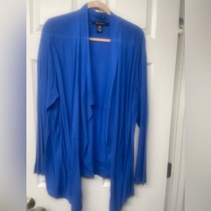 89th & Madison 2x Cornflower Blue Open Front Cardigan w/ Ribbed Front Detail